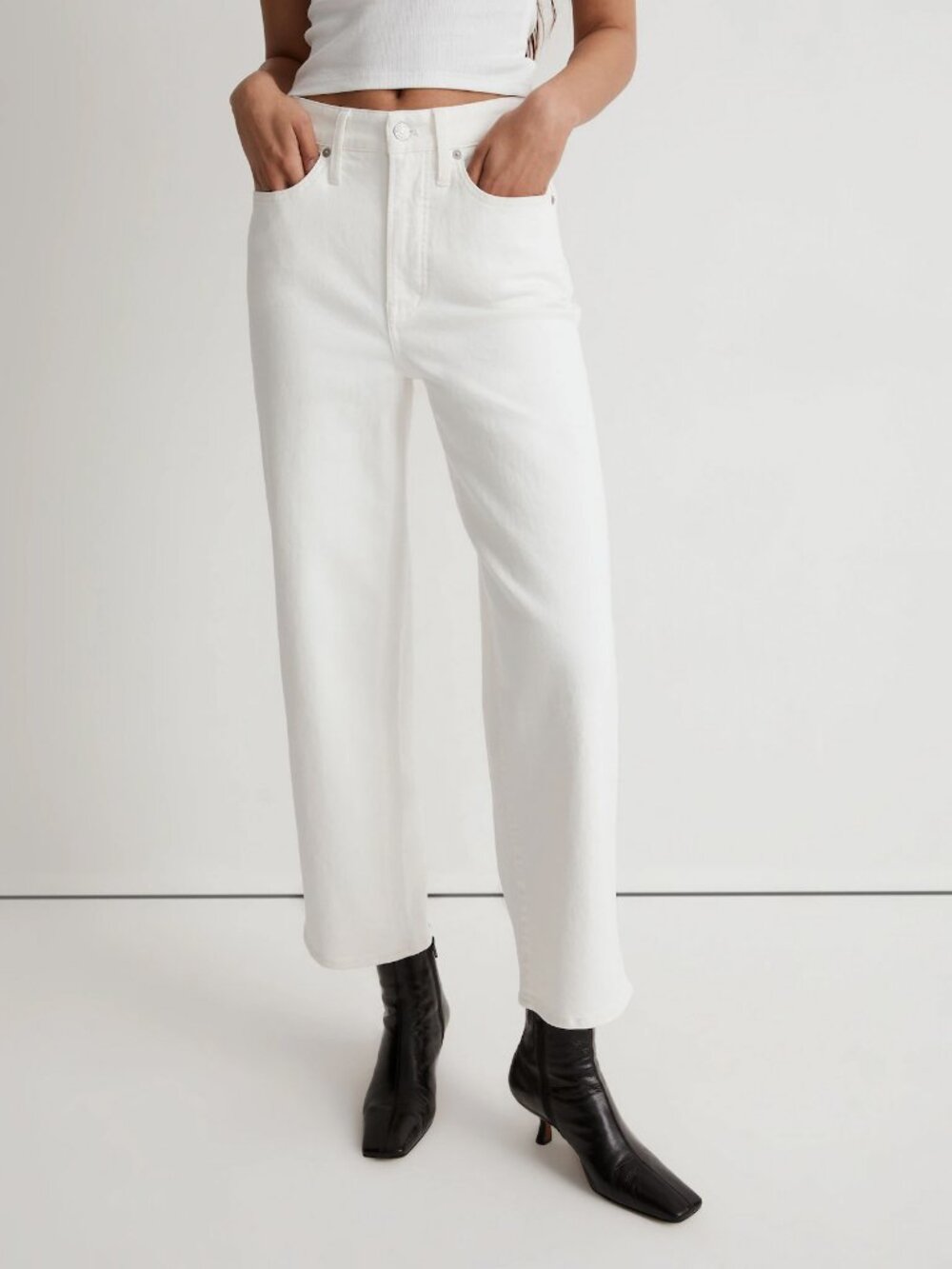 Madewell Perfect Vintage Wide Leg Crop Jean - White - Size 26 (hem altered)